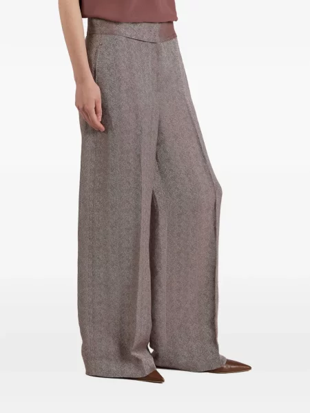 Pantaloni Slowear cu model herringbone maro
