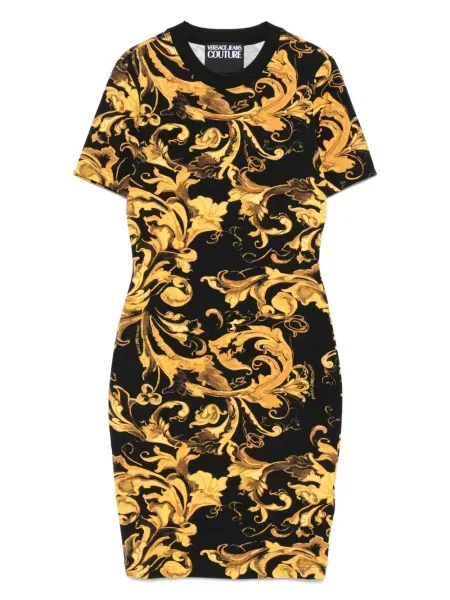 Rochie din denim Versace Jeans Couture cu imagine scurtă de costum negru