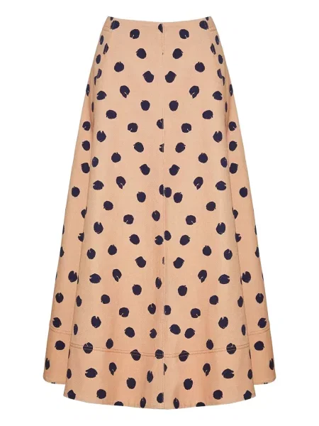 Fustă midi Cara Cara cu buline cu imagine până la genunchi