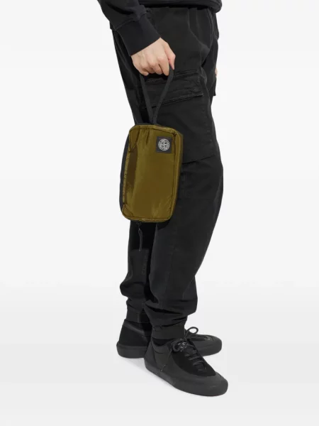 Geantă Stone Island cu strasuri cu bretele verde