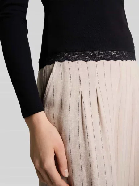 Bluzka z długim rękawem o kroju slim fit z mieszanki bawełny Tom Tailor Denim czarna