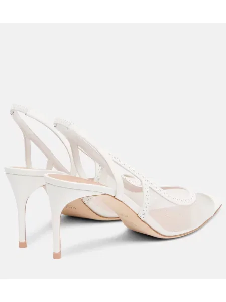 Pantofi cu toc Malone Souliers plasă slingback alb