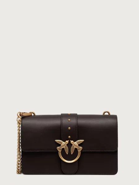 Pinko De piele geantă poștaș Love One Classic maro