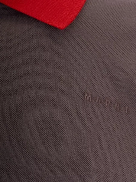 Tricou polo Marni cu broderie maro