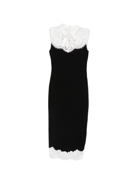Rochie midi Self-portrait cu funde din dantelă negru