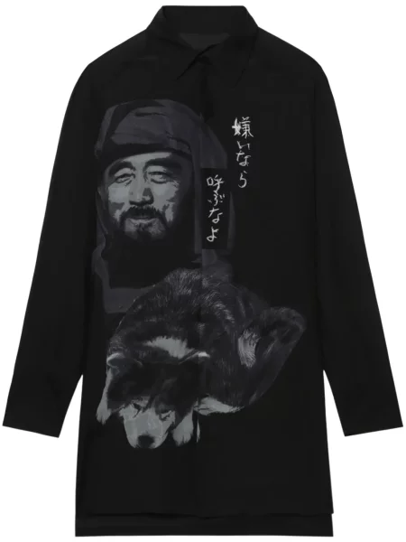 Cămașă Yohji Yamamoto de mătase negru