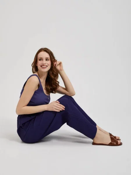 Pantaloni Moodo cu legături alb