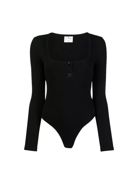 Koszulka Courreges prążkowana z autografem czarna