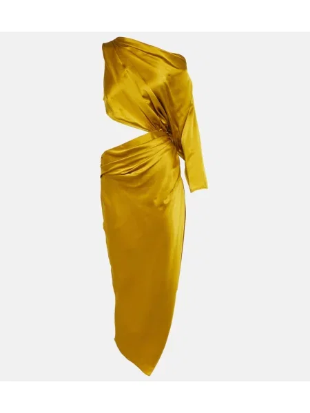 Rochie midi The Sei din satin până la genunchi cu un umăr gol auriu