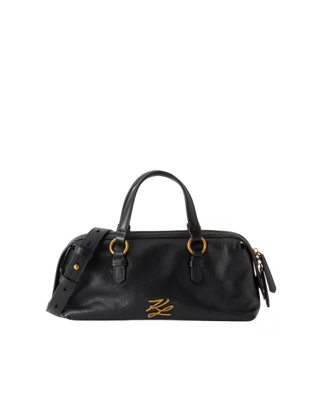 Geanta crossbody Karl Lagerfeld din piele cu autograf negru