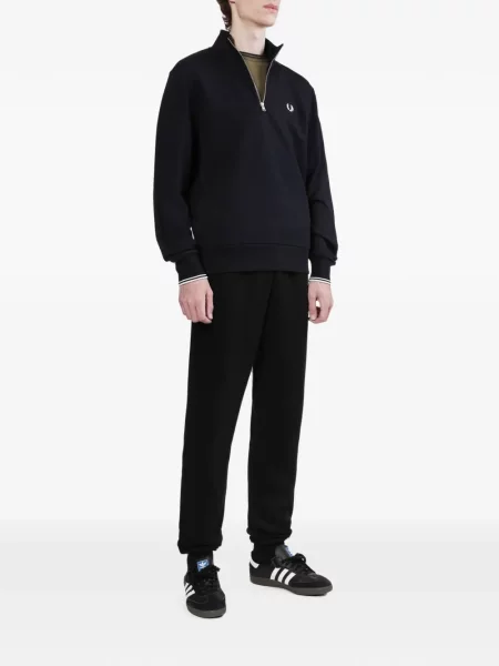 Hanorac cu fermoar Fred Perry cu broderie negru