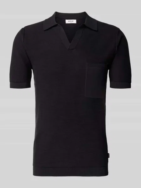 Koszulka polo o kroju slim fit o wyglądzie dzianiny Replay czarne
