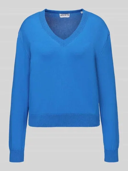 Sweter z dekoltem w serek Jake*s Casual niebieski