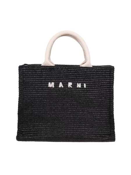Shopperka Marni z logo czarna