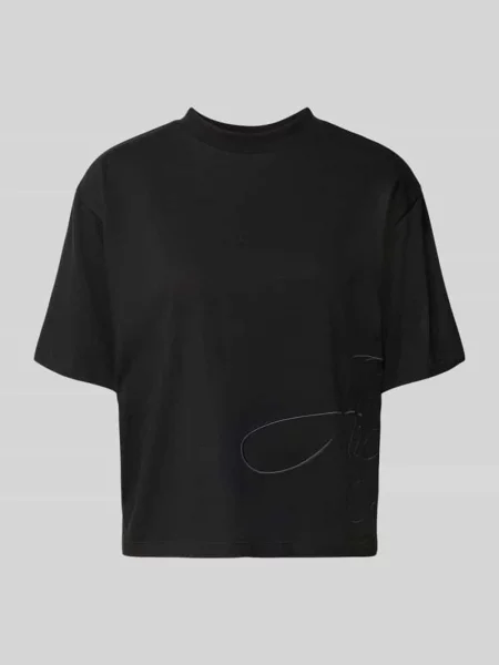 T-shirt o luźnym kroju z czystej bawełny model Duslant' Hugo czarna