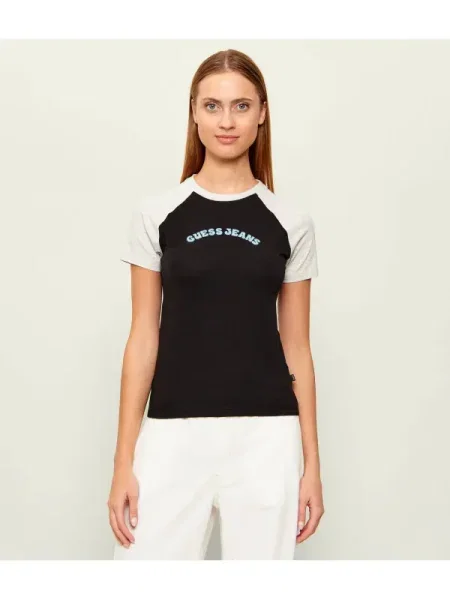 Guess Jeans Tricou RAGLAN negru
