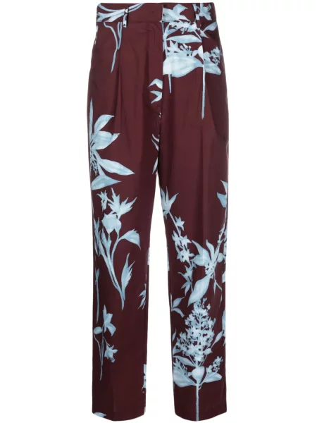 Pantaloni Forte_forte cu model floral maro