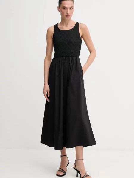 Bardot sukienka maxi rozkloszowana czarny