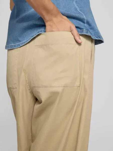 Szerokie spodnie z czystej bawełny Weekend Max Mara beżowe