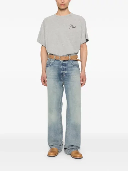 Tricou Rhude cu broderie gri
