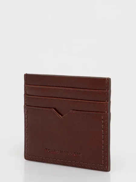 Pásek a kožený držák na karty Tommy Hilfiger hnědá