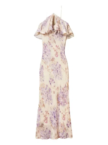 Rochie Twinset de catifea cu model floral de costum