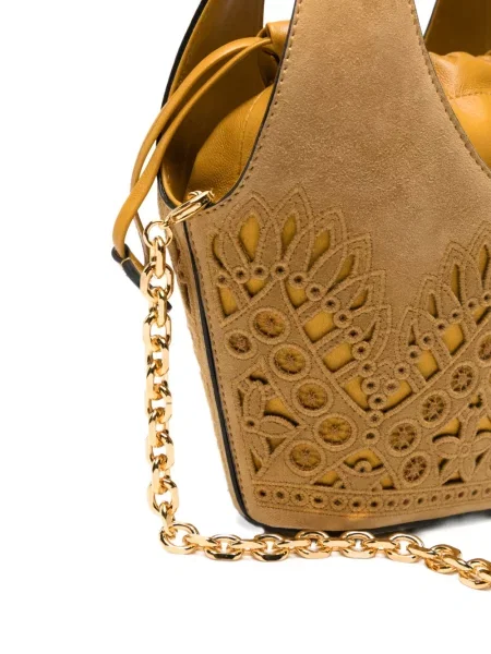Geantă shopper Alberta Ferretti din piele de căprioară maro