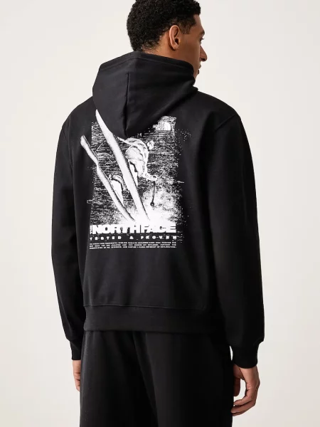 The North Face bluza z kapturem z bawełną Graphic czarna