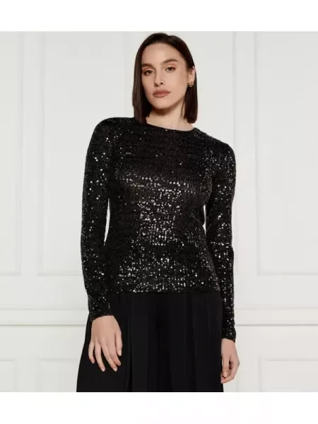 DKNY Blúz PAILLETTES fekete