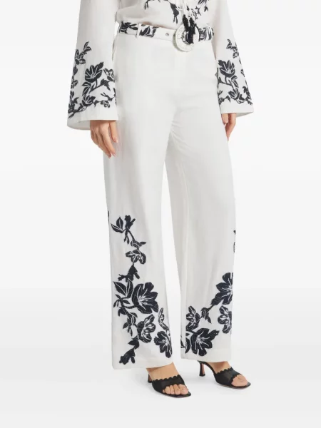 Pantaloni Hemant And Nandita cu model floral alb