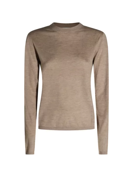 Tricou Max Mara tricotate cu decolteu rotund maro