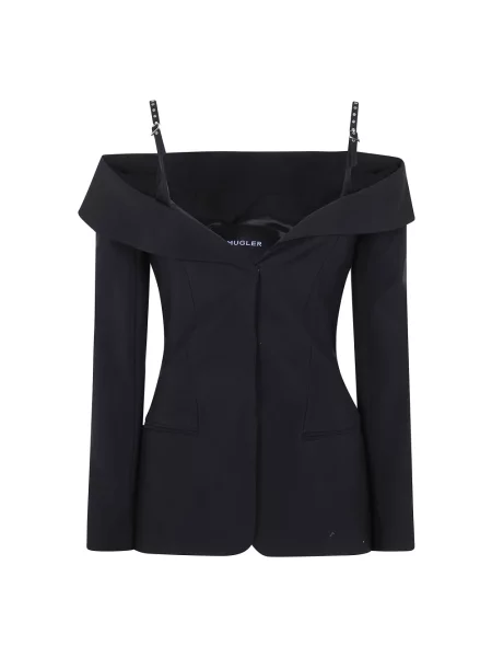 Top Mugler wełniany czarny