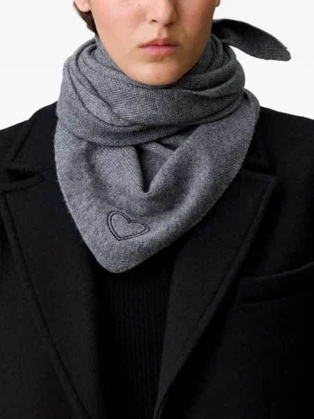 Pleteni šal Claudie Pierlot s vezom s uzorkom srca siva