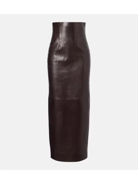 Fustă din piele Khaite maro
