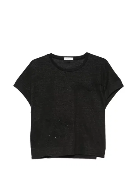 Tricou Panicale cu paiete cu model floral negru
