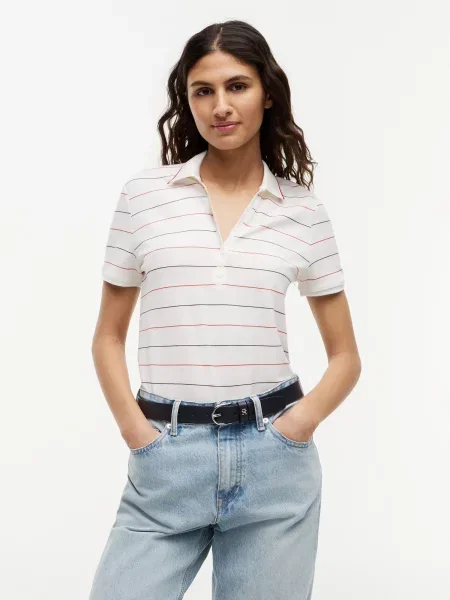 TOMMY HILFIGER Tricou bleumarin / roșu alb