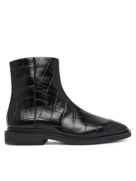 Calvin Klein Aulinukai Square Ankle Boot Zip Croc Lth juoda