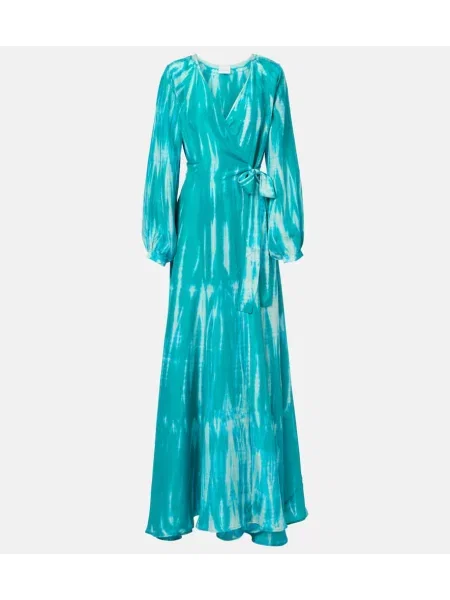 Svilena tie-dye obleka obleka Anna Kosturova modra