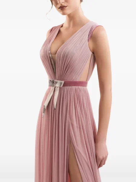 Rochie maxi Imroska cu funde roz