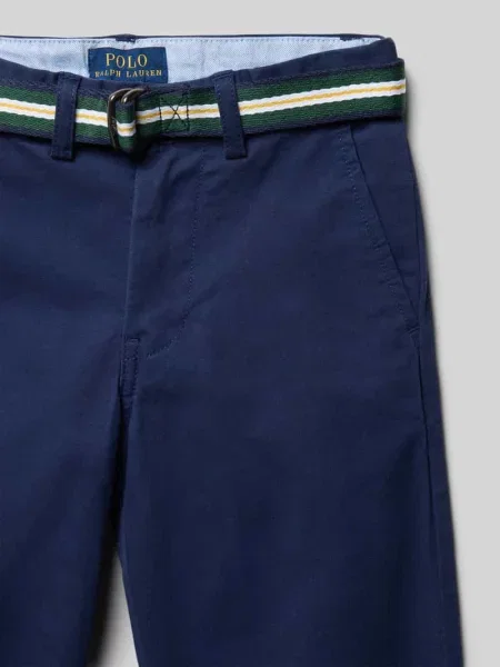 Proste spodnie chinos z mieszanki bawełny Polo Ralph Lauren granatowe