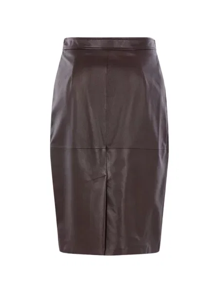 Fustă din piele Max Mara maro