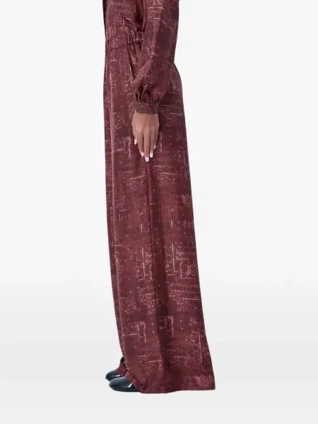 Pantaloni Max Mara de mătase cu imagine roșu