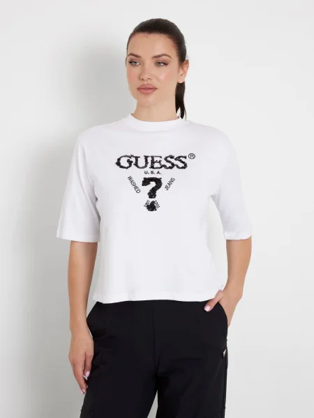 GUESS Majica AURELIE crna bijela