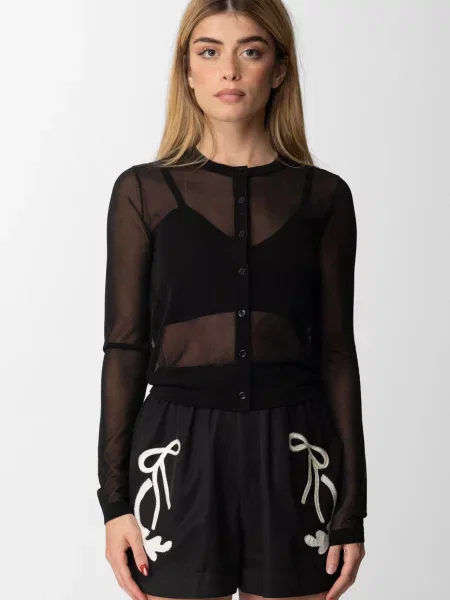 Прозорий укорочений кардиган Michael Kors чорний