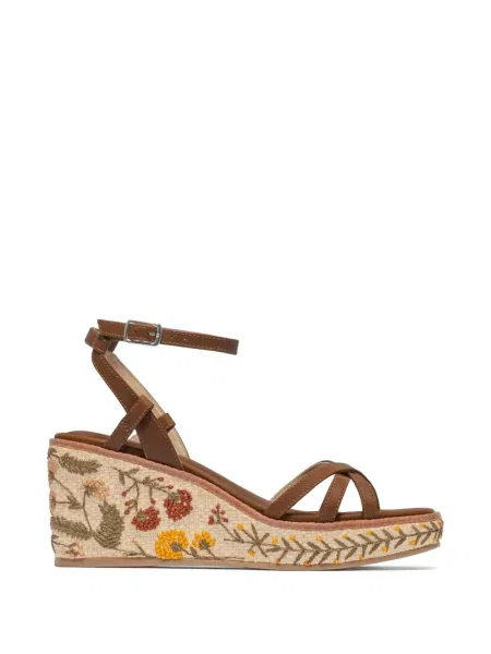 Espadrile Bernardo cu model floral cu pană maro