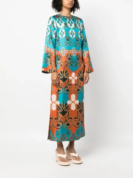 Rochie midi Paula din jacard albastru