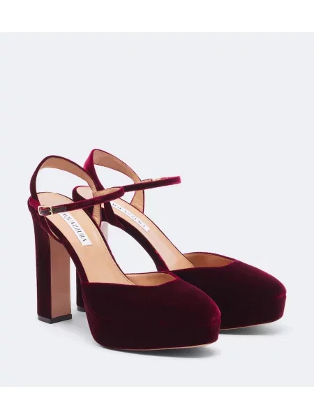 Pantofi cu toc Aquazzura de catifea cu platformă
