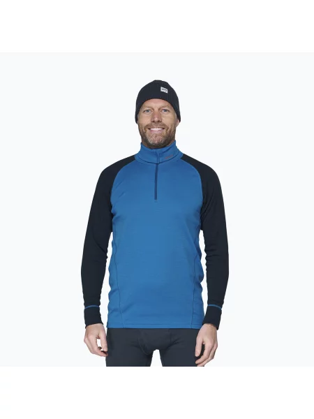 Мъжки термоактивен суитшърт Devold Duo Active Merino Zip Neck blue/ink синьо