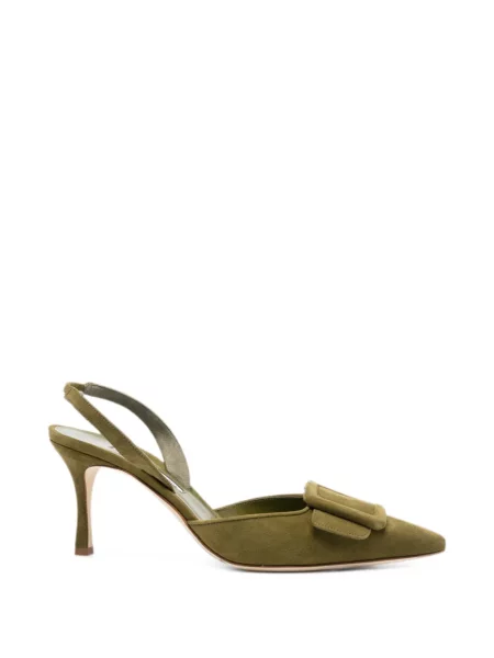 Pantofi cu toc Manolo Blahnik cu cataramă verde