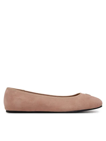 Велурени балеринки Tommy Hilfiger TH HARDWARE SUEDE BALLERINA бежово